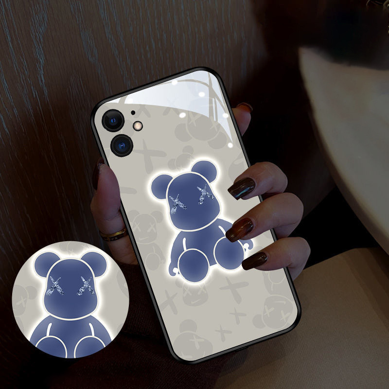 Glowing Phone Case with Bear Design for Incoming Calls